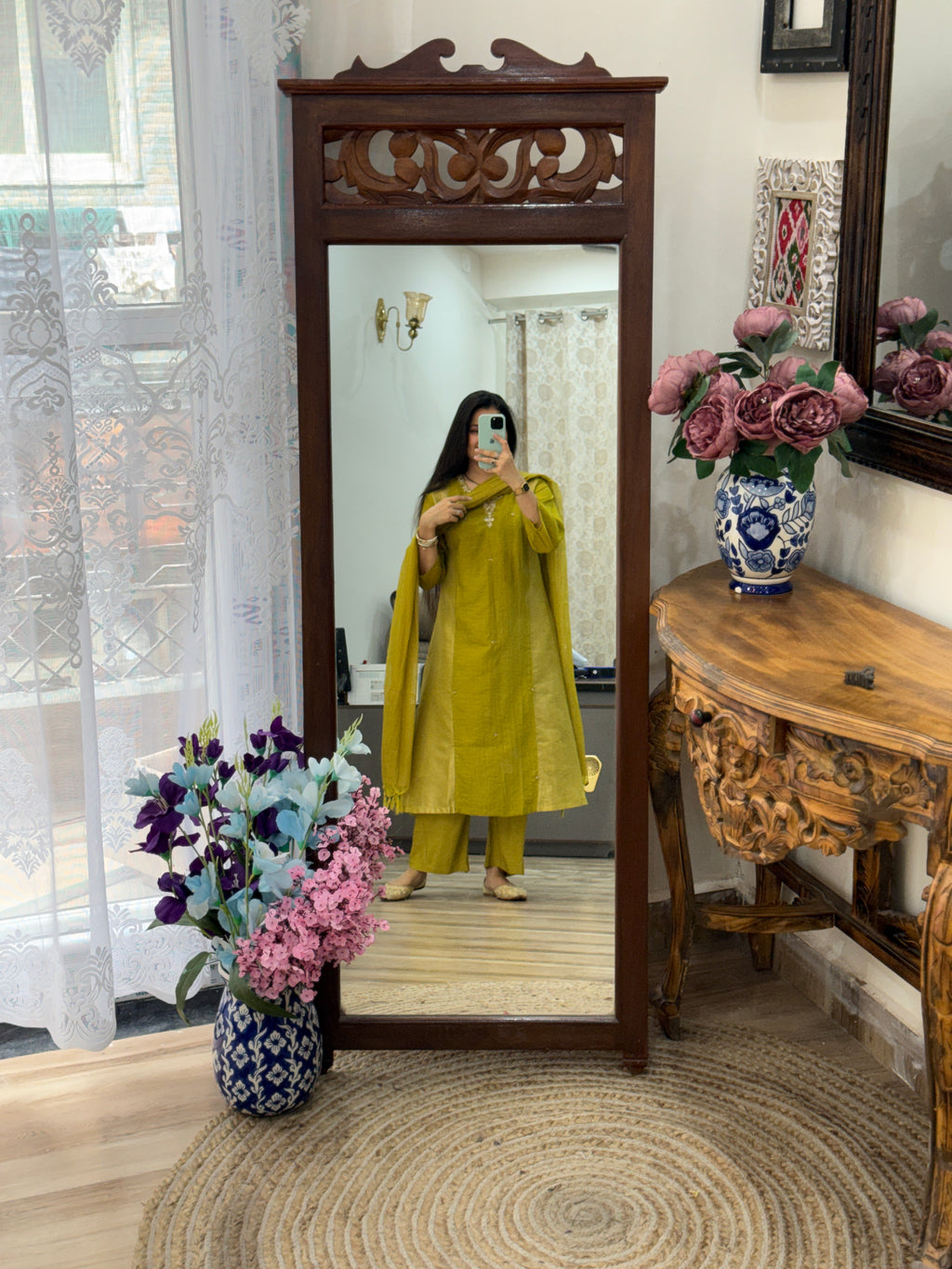 Mehendi Green Mul Chanderi Suit | Handloom Zari Beauty | Cotton lining| With Duppata|Classy & Elegant Suit Set