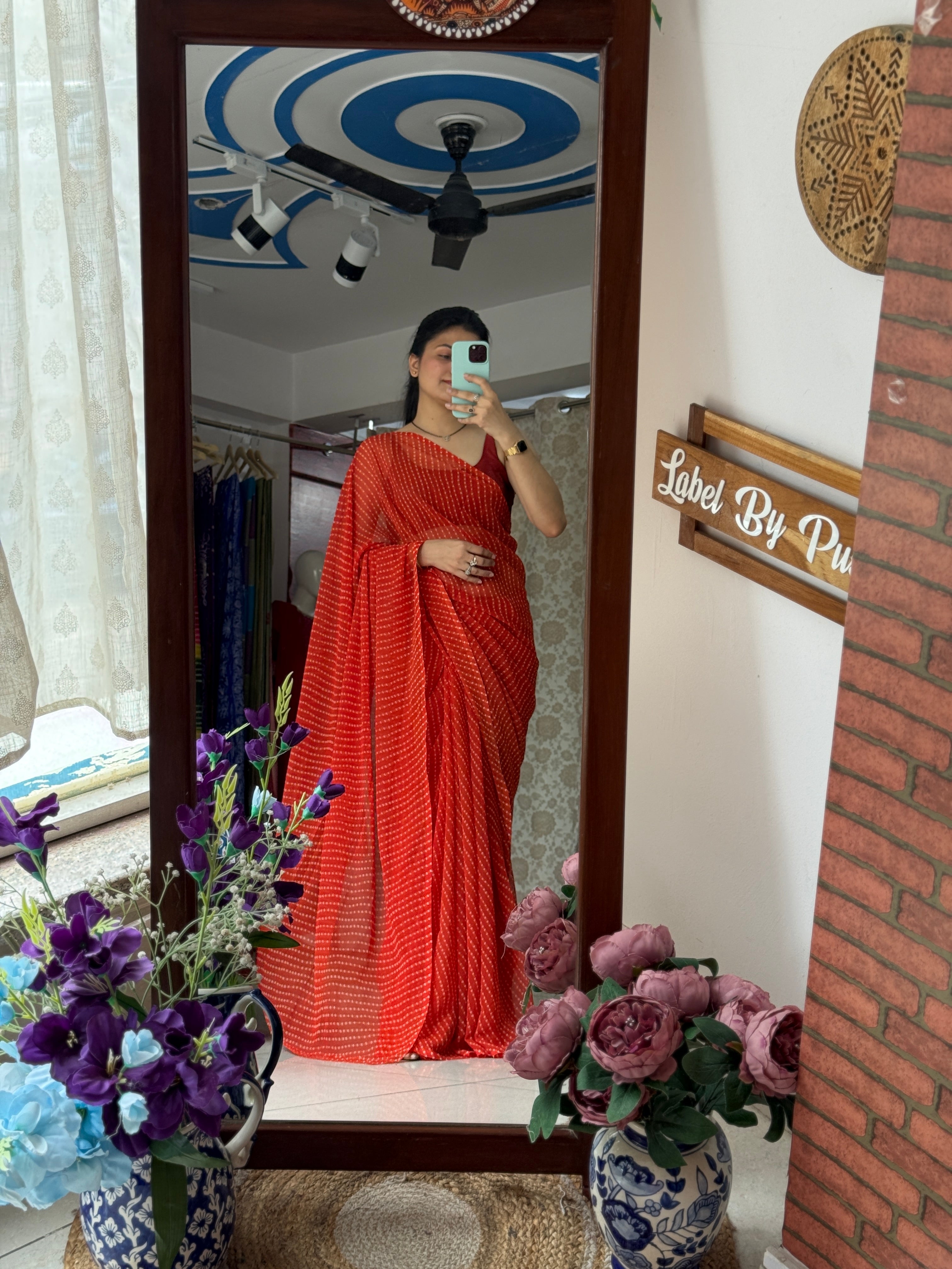 Georgette Leheriya Saree|with running blouse| Budget Friendly