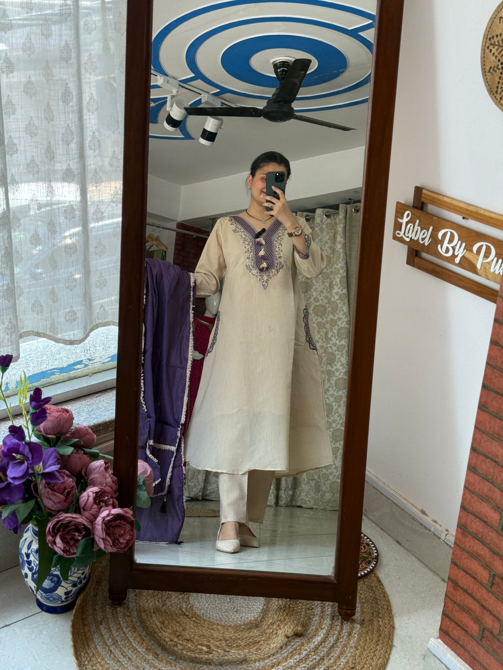 Pastel Cotton Silk Suit Set with Embroidered Neckline and pockets and bottom with Duppata | with lining
