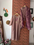 Dual tone Suit |With lining| Embroidered| Tissue Silk
