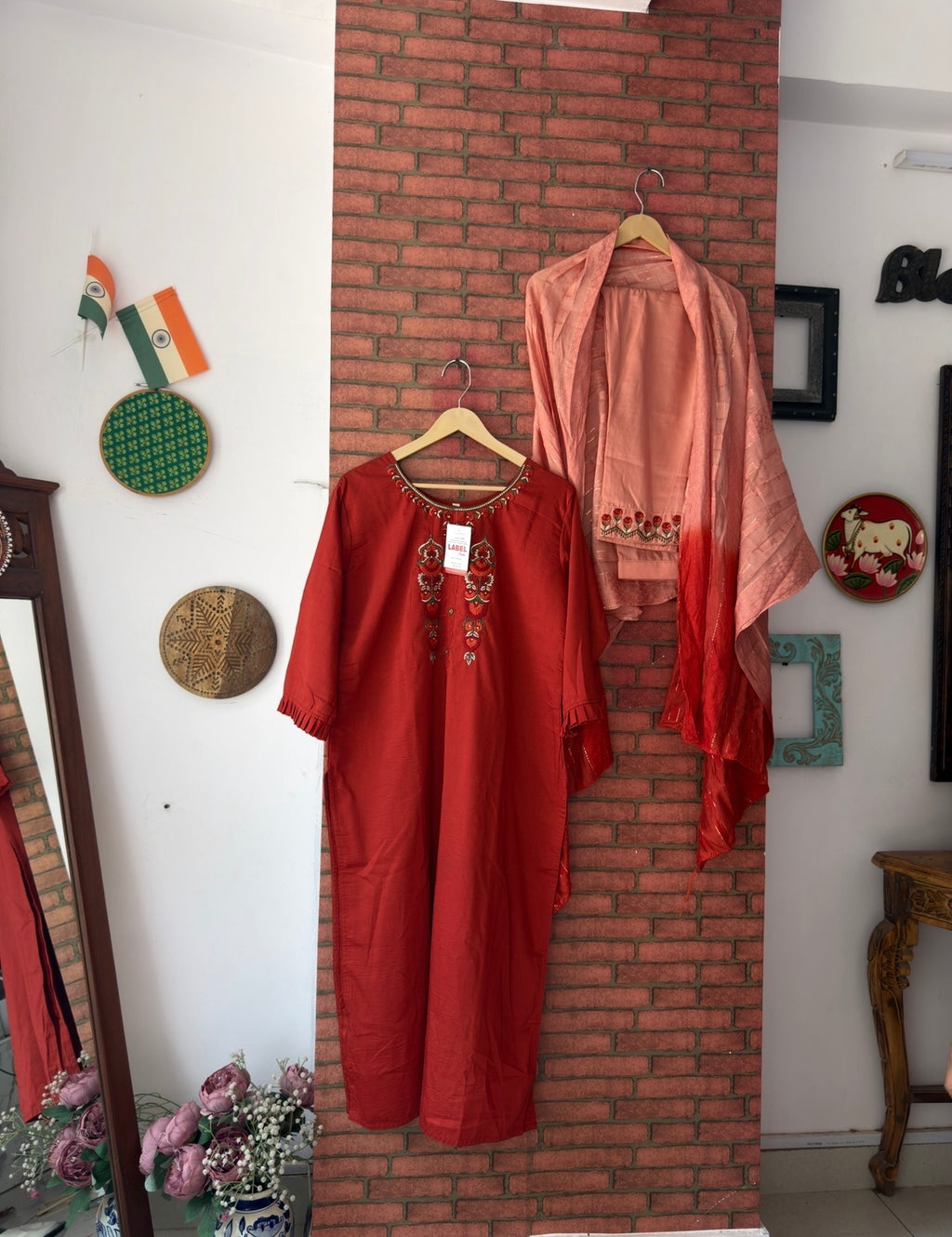 Orange Suit |With lining| Embroidered| Silk