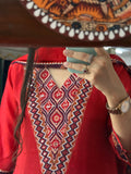 Burnt Orange Suit | Hand embroidered | Cotton lining| With Duppata|Classy & Elegant Suit Set