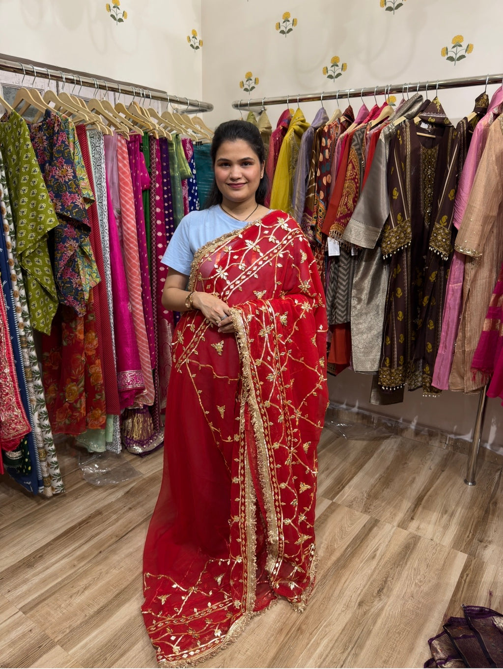 Sale Saree | with blouse| Gota Patti Georgette