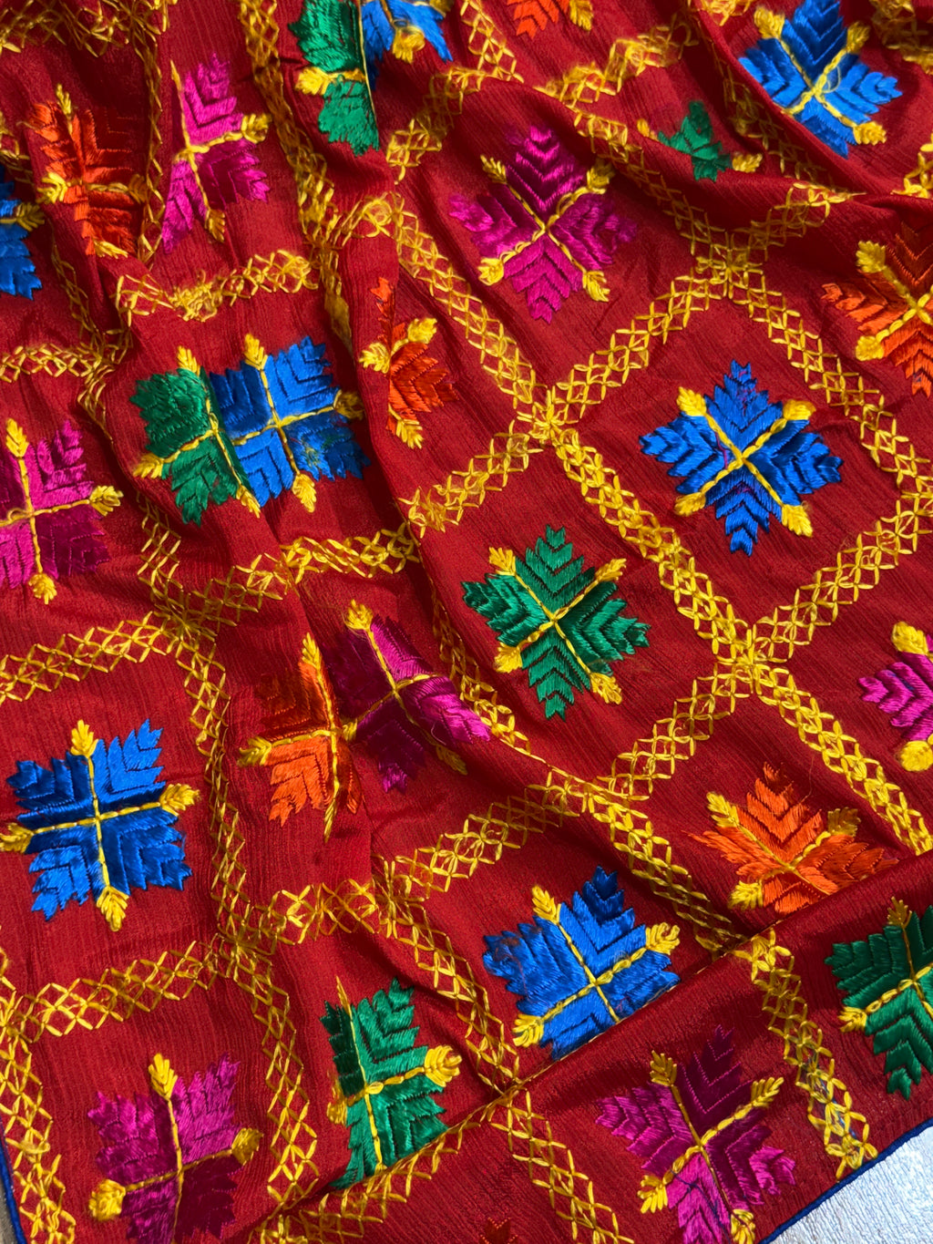 Rust Phulkari Duppata