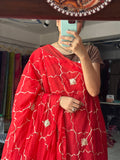 Red Pure Georgette Saree| Gotta Patti Work| With blouse