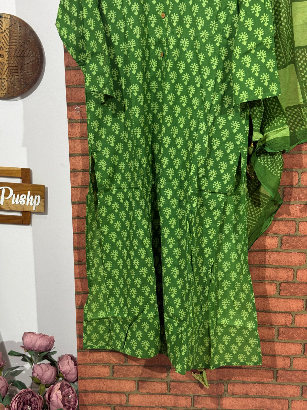 Green Suit Set | Block Printed | Cotton |