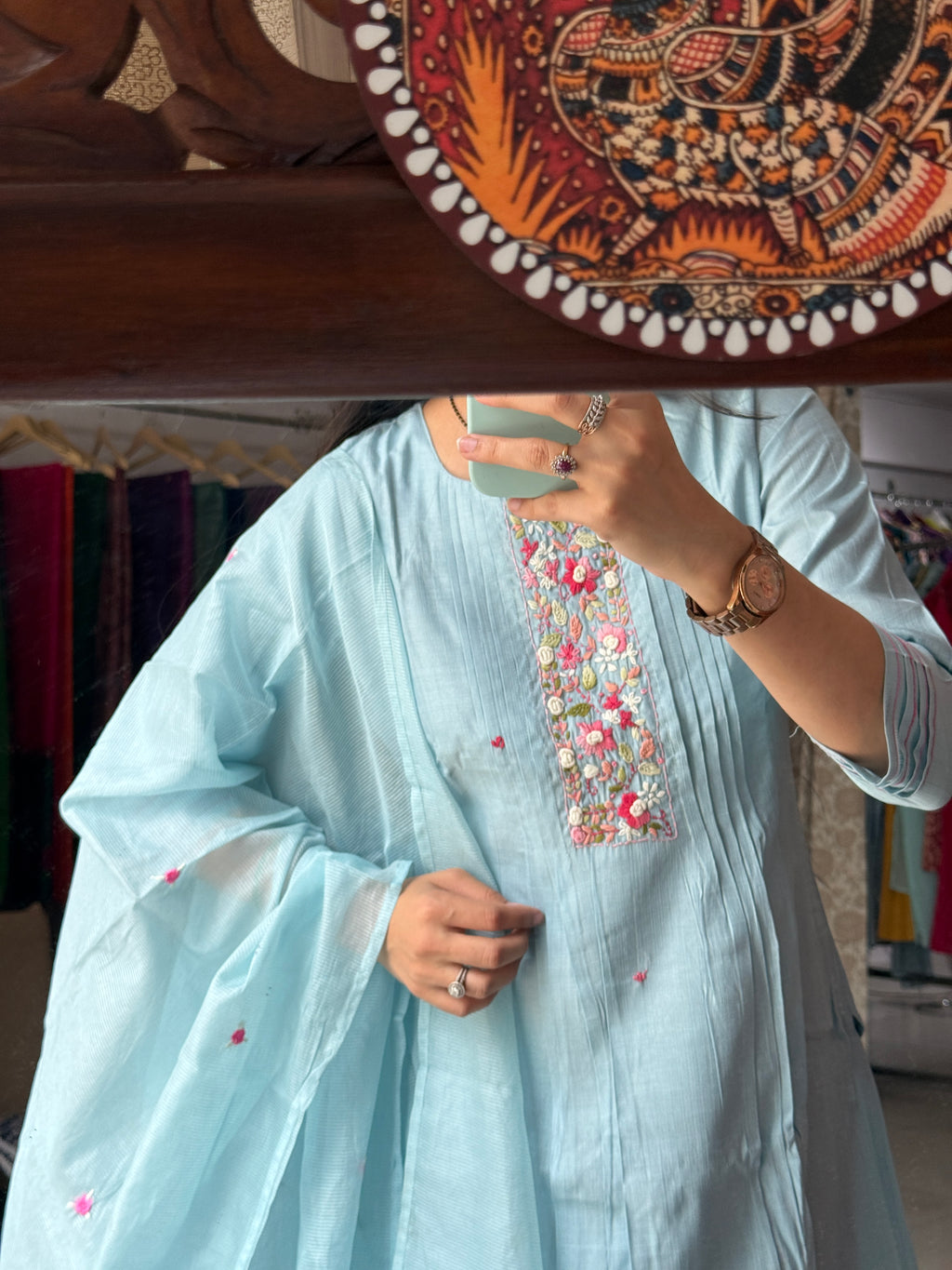 Thread knot embroidery | with cotton lining| beautiful Duppata| Partywear