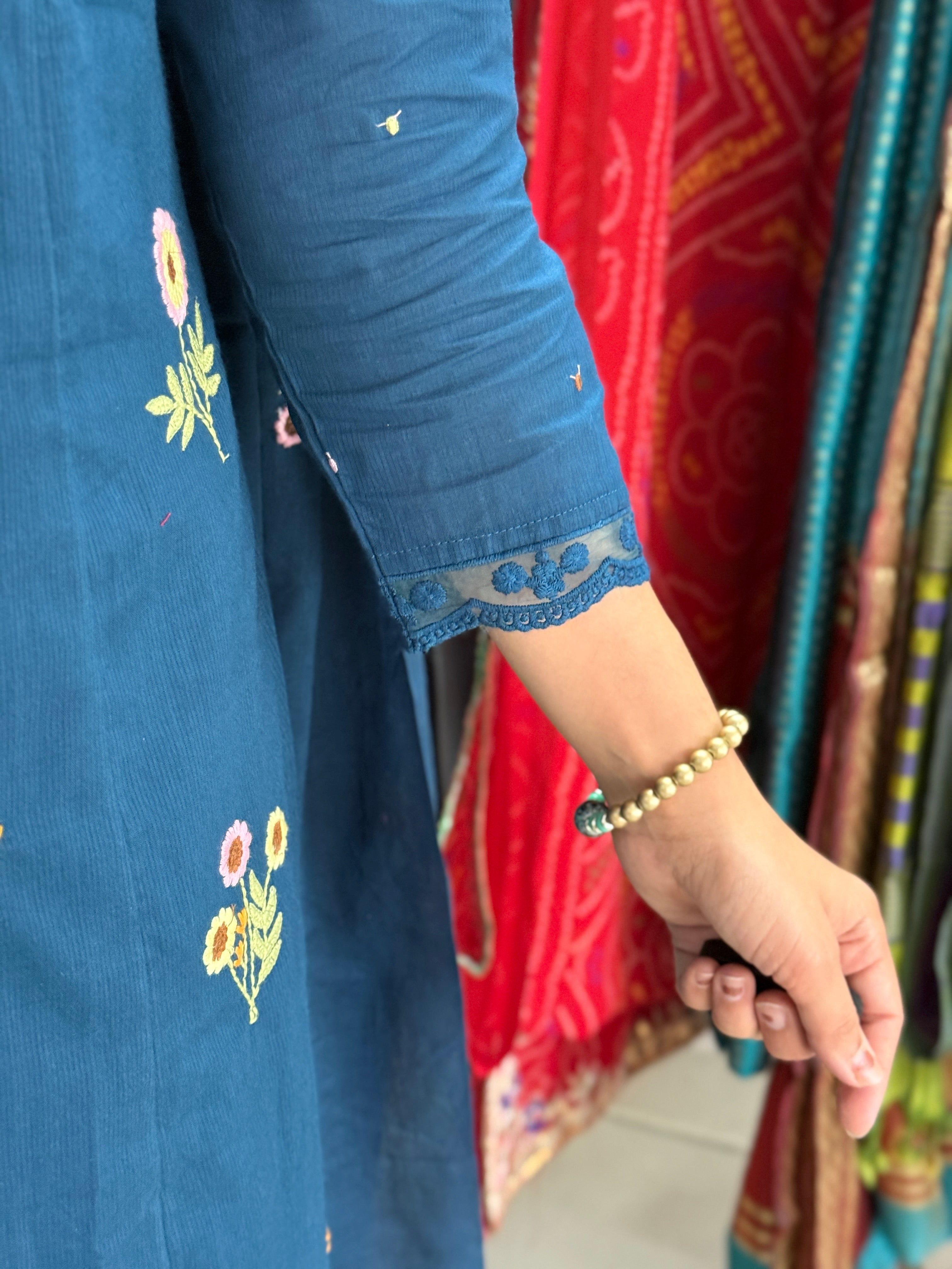 Blue Embroidered Suit set
