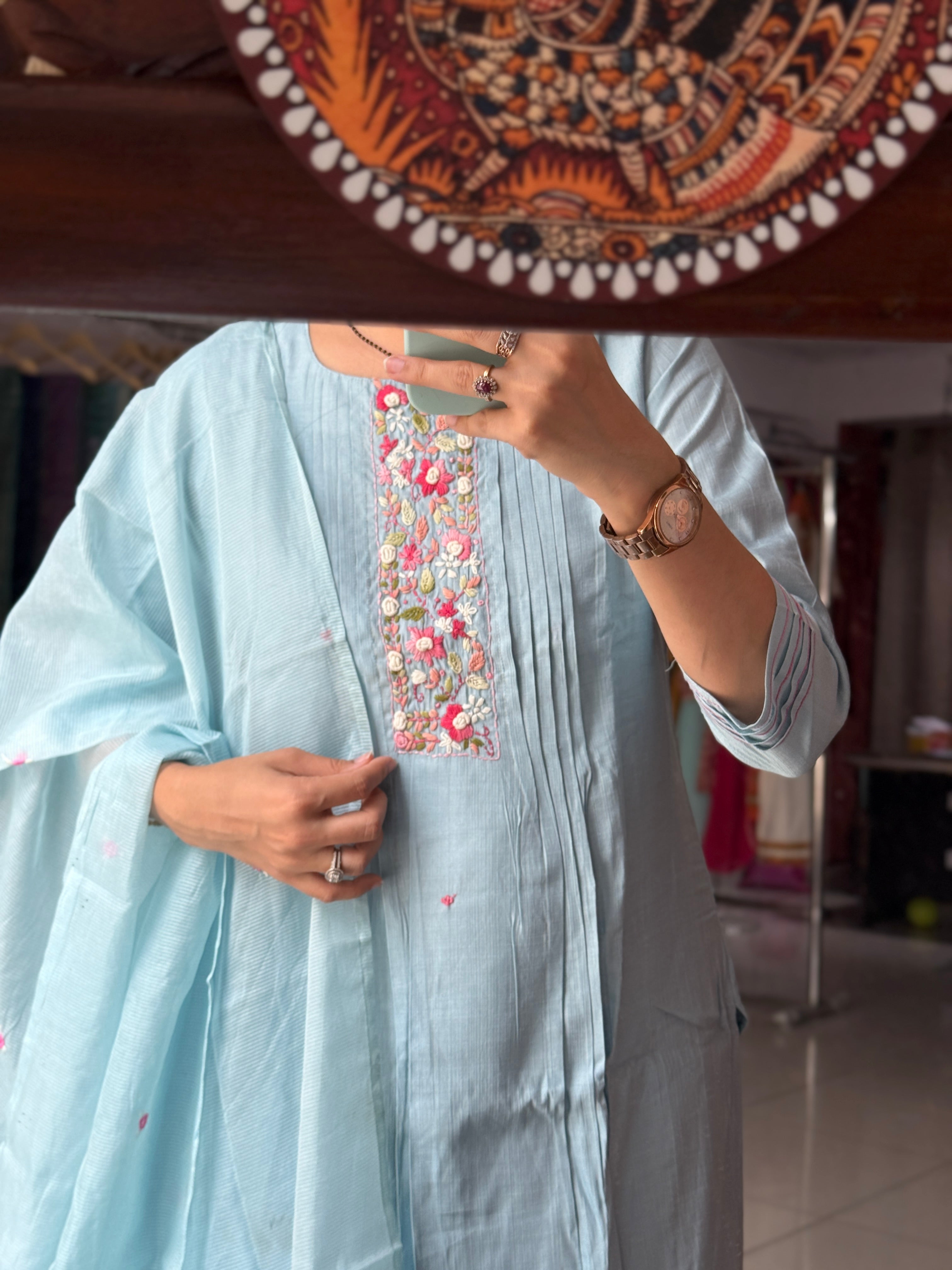 Thread knot embroidery | with cotton lining| beautiful Duppata| Partywear