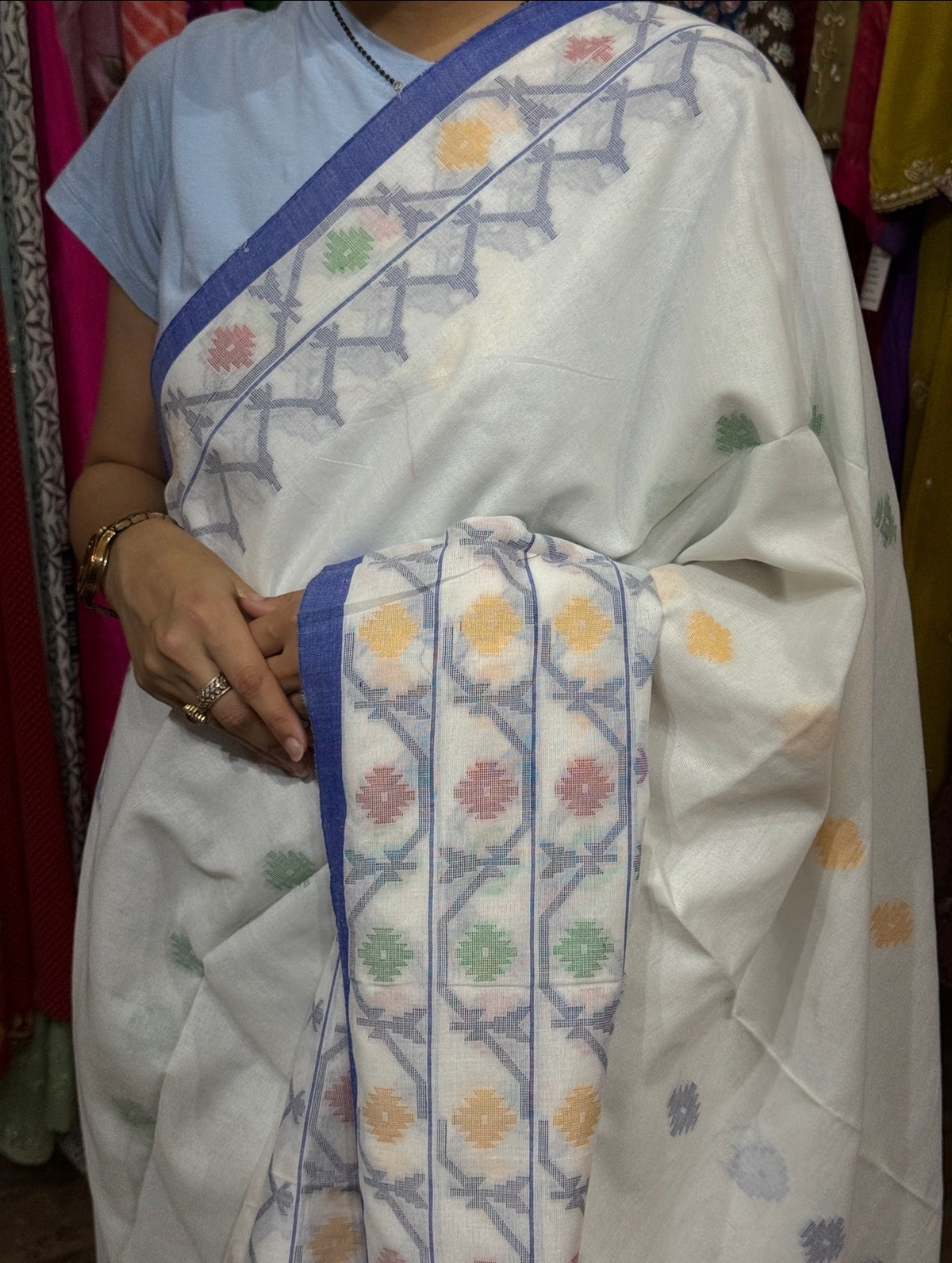 Sale Saree | with blouse | Woven Jamdani| Handloom Cotton