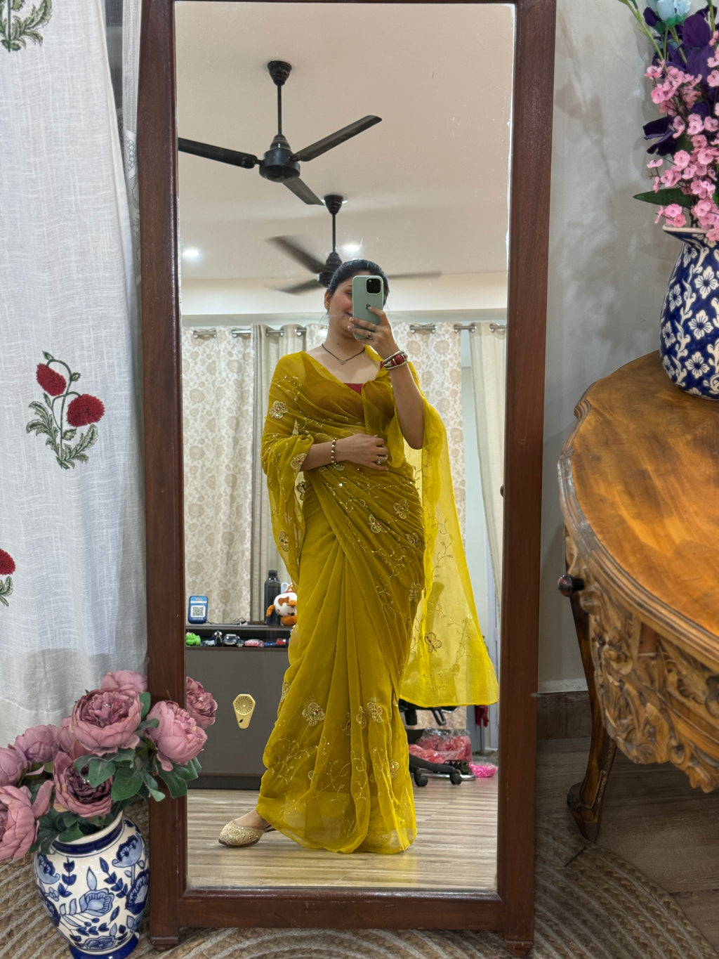 Green Zari Embroidered| Georgette Sarees| Without Blouse