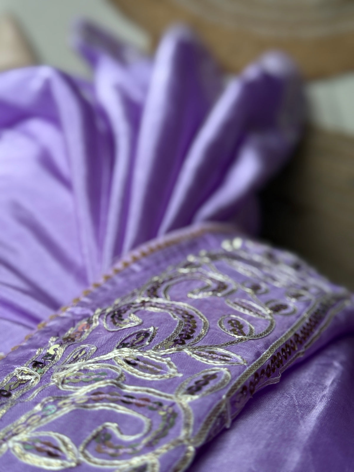 Lilac Dola Silk Saree|Gota patti with sequin work| With embroidered blouse | Partywear