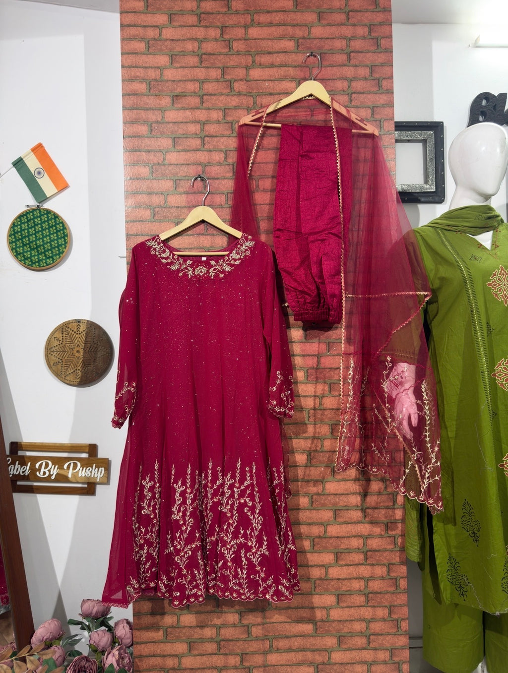 Pink Suit Set| Hand embroidered| With lining| Duppata| Tissue Shimmer