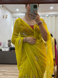 Green Zari Embroidered| Georgette Sarees| Without Blouse