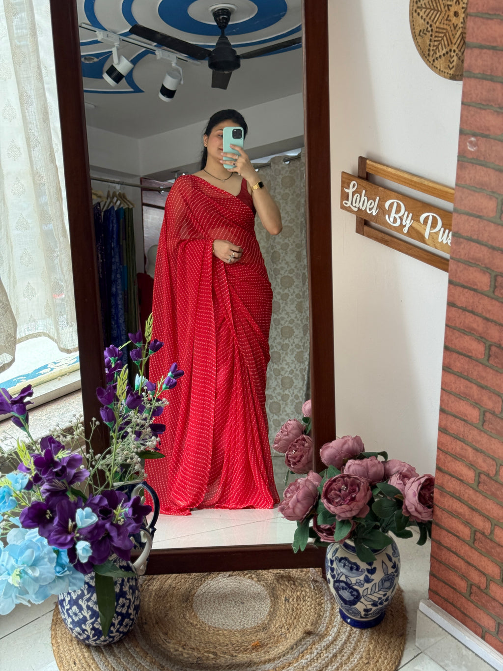 Georgette Leheriya Saree| with running blouse