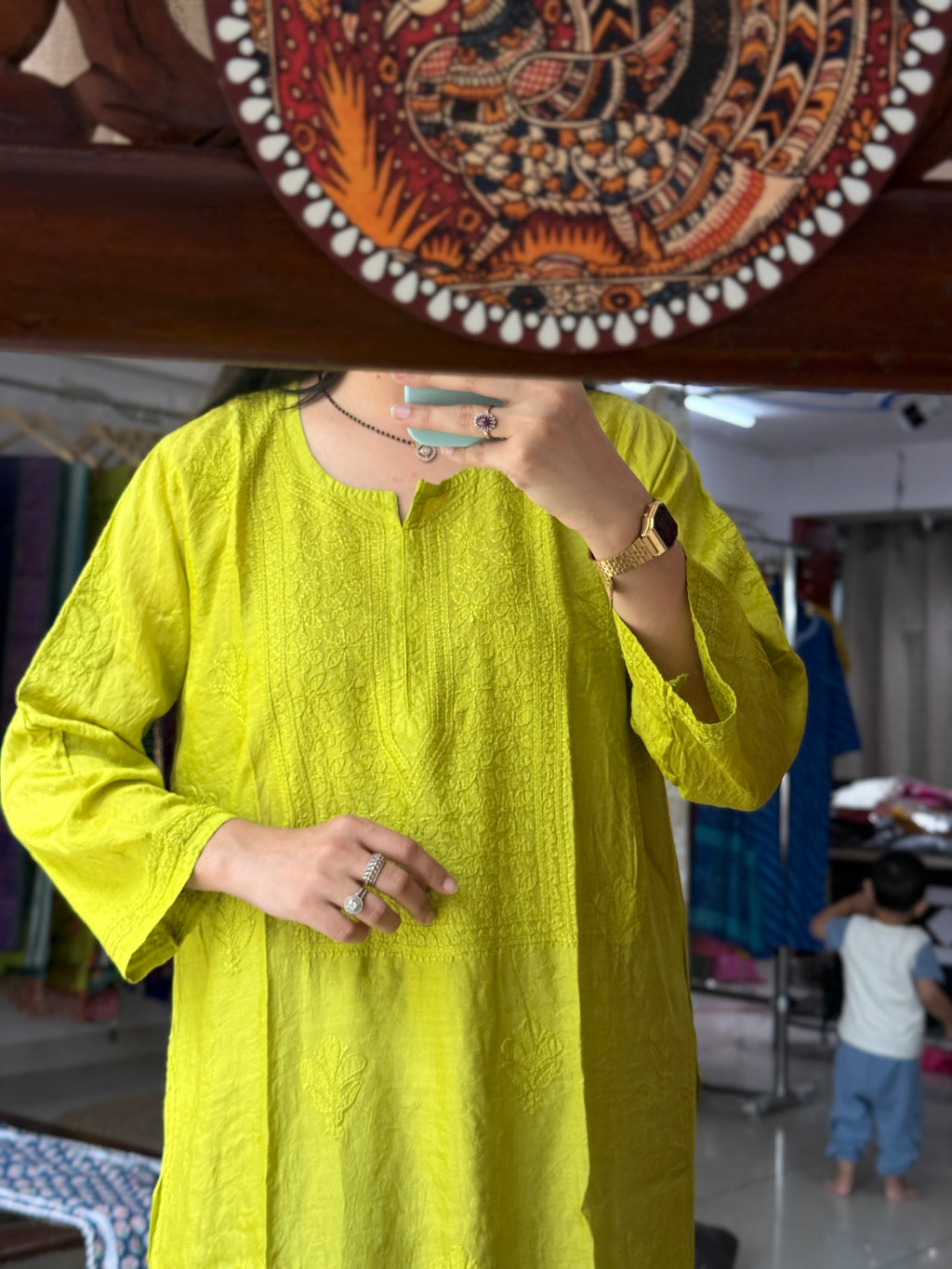 Light Green Mul Chanderi Kurta| Chikankari Work|Hand Embroidery| Partywear Kurta