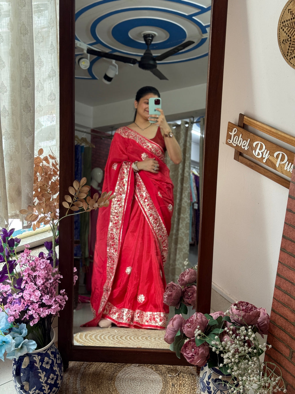 Red Dola Silk Saree|Gota patti with sequin work| With embroidered blouse | Partywear