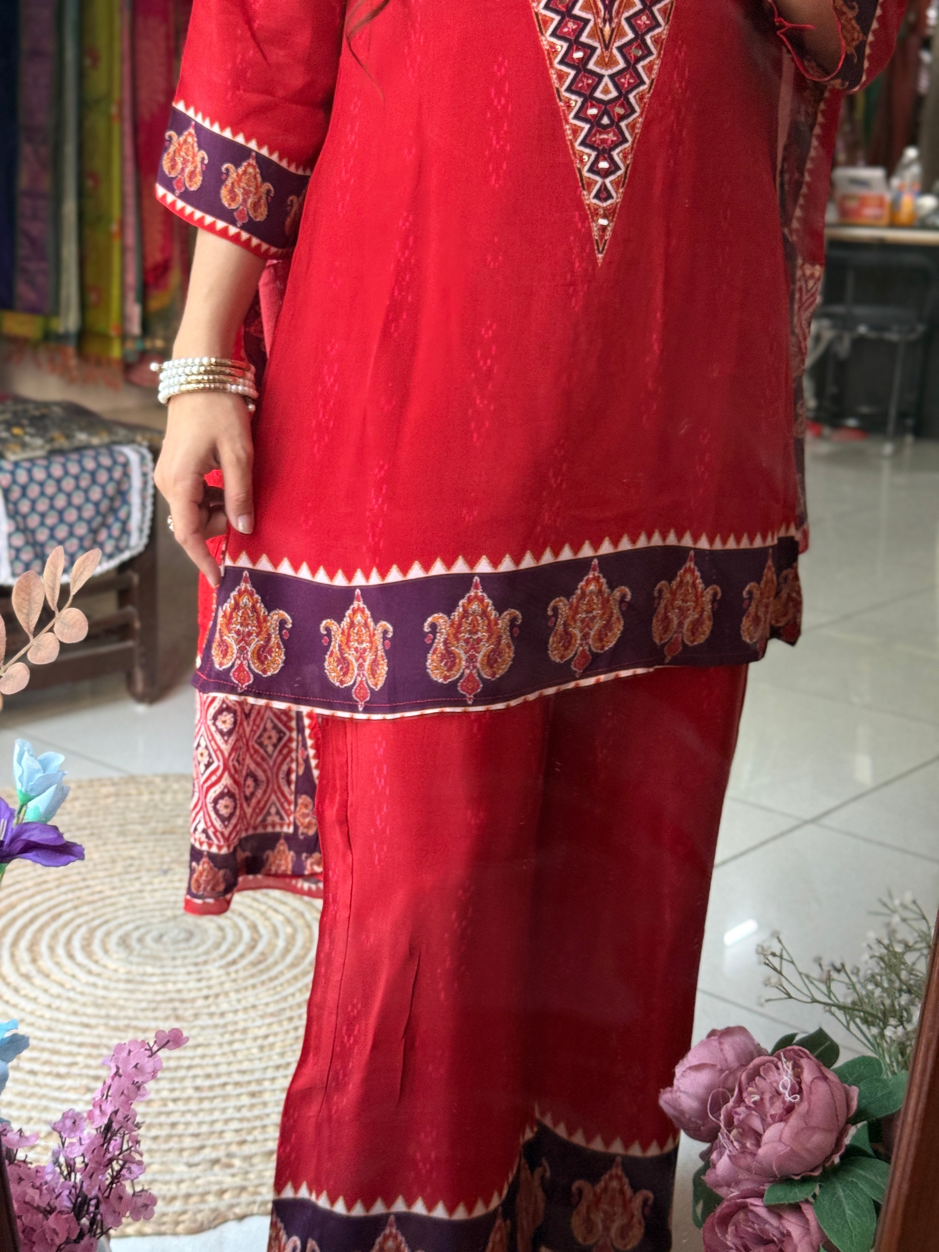 Burnt Orange Suit | Hand embroidered | Cotton lining| With Duppata|Classy & Elegant Suit Set