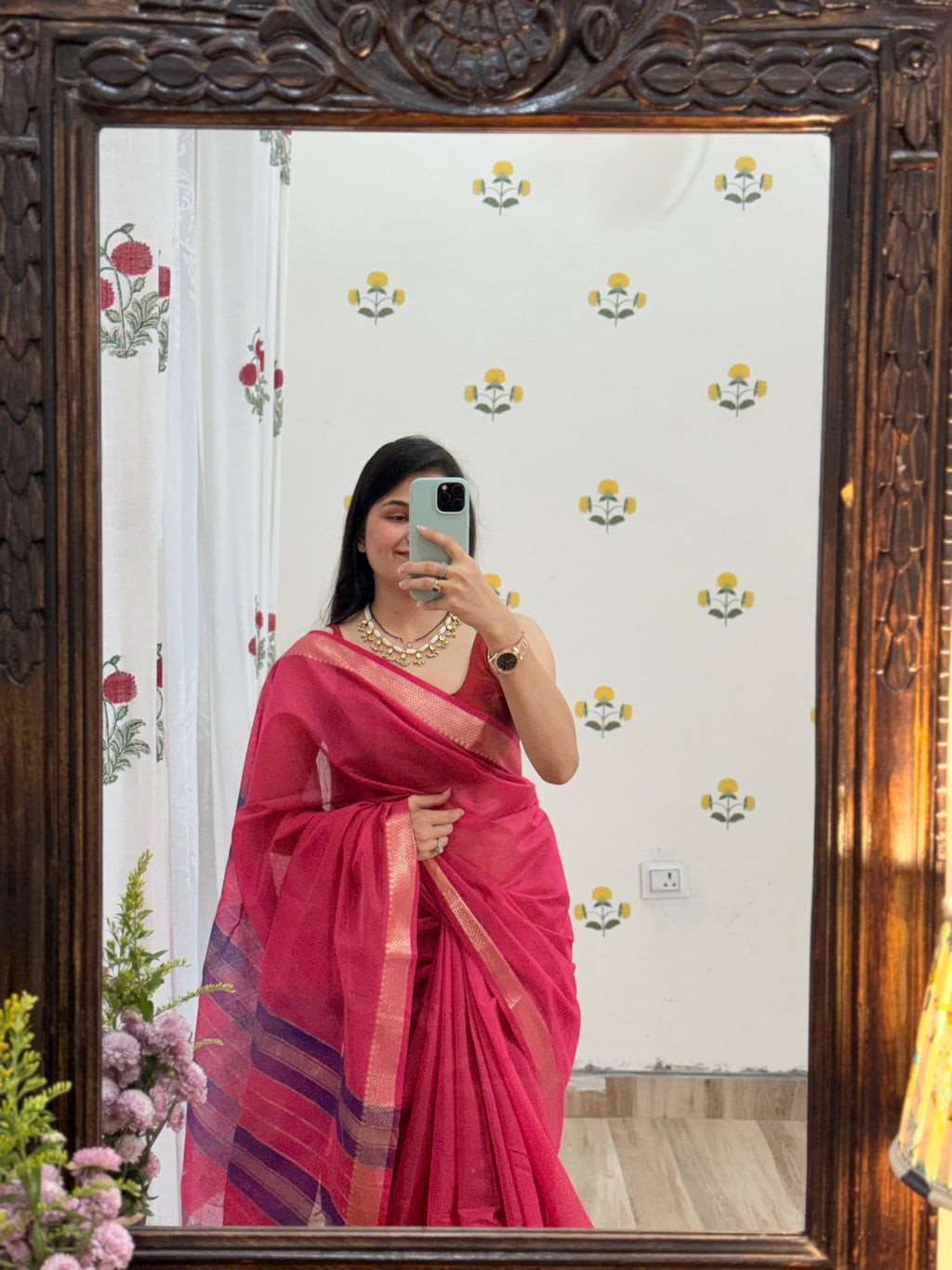 Maheshwari Silk Cotton Saree | With blouse