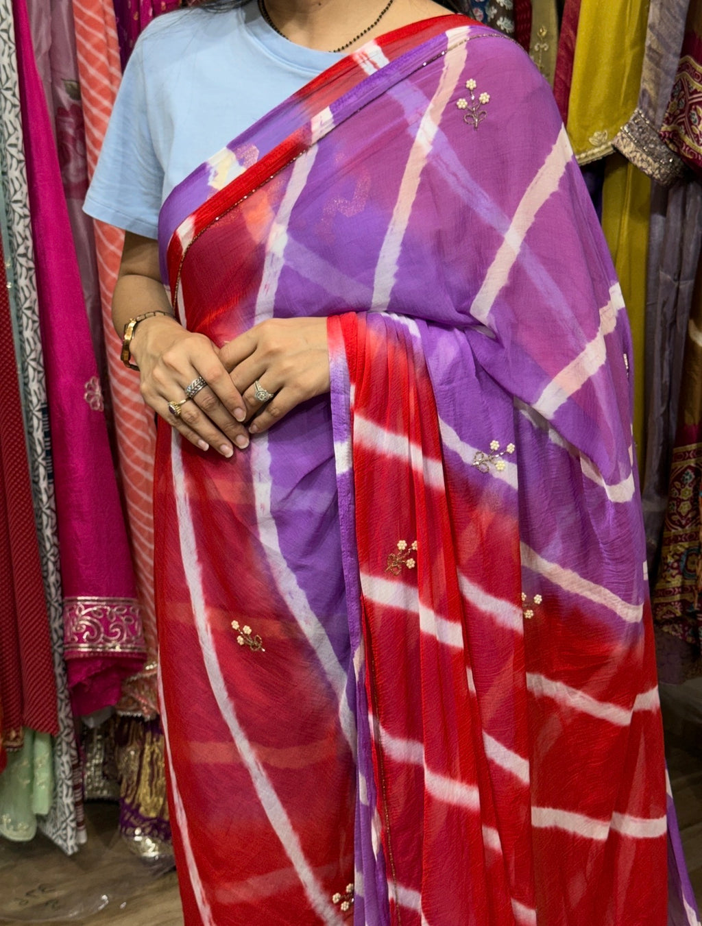Sale Saree | with blouse| semi Chiffon| hand embroidery