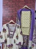 Creme Anarkali Set | cotton| Beautiful Print