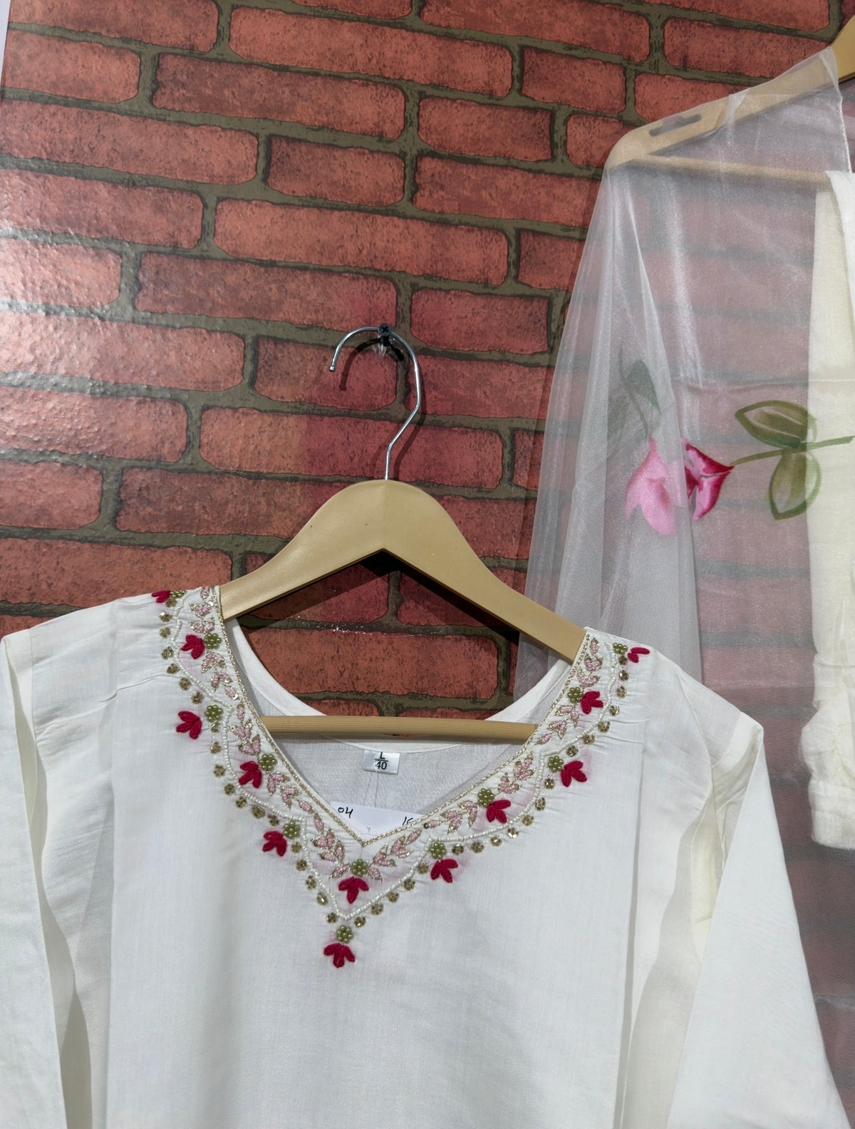 Hand painted and  Embroidered Set | Cotton silk| With lining