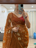 Zari Embroidered| Georgette Sarees| Without Blouse