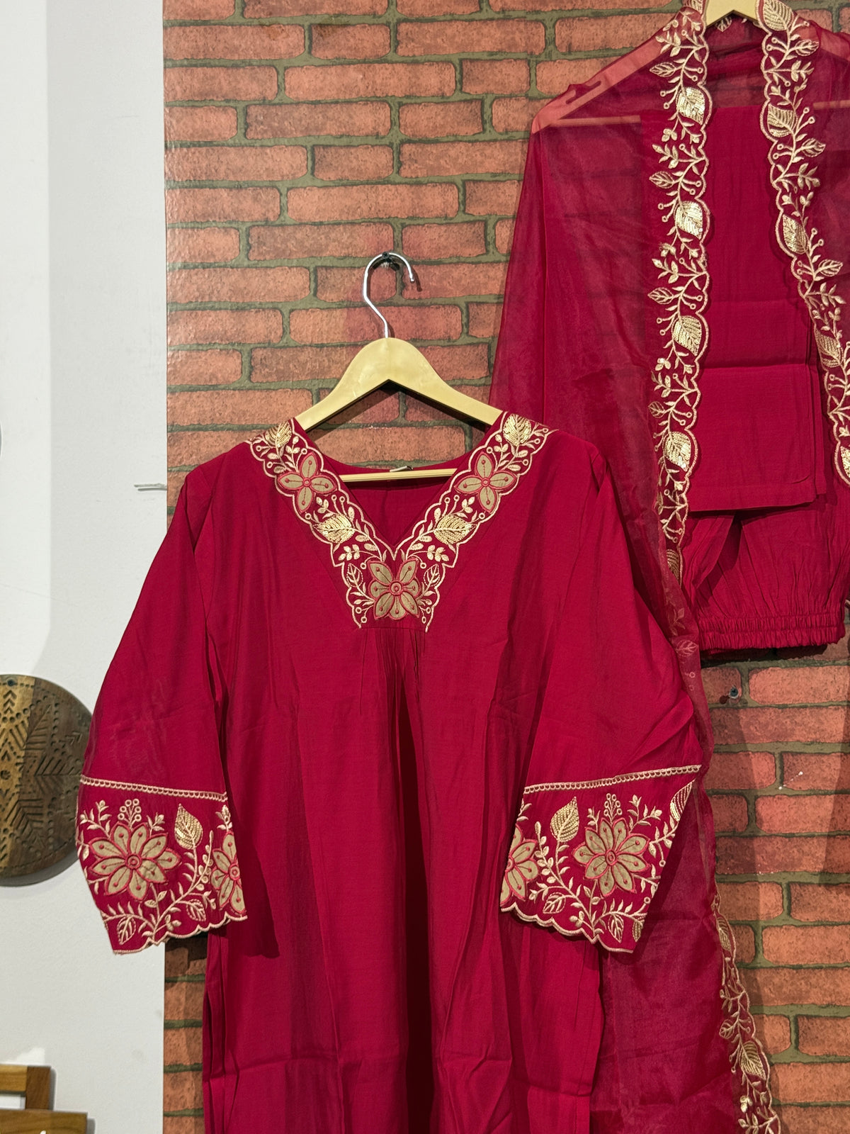 Pink Suit Set | Embroidered | Cotton Silk