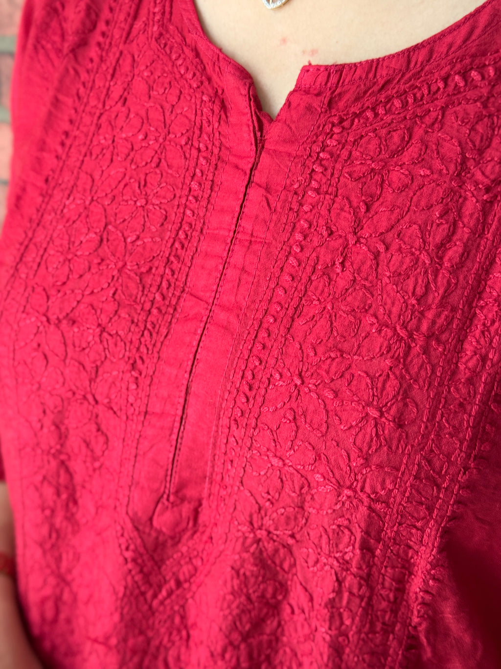Red Mul Chanderi Kurta| Chikankari Work|Hand Embroidery| Partywear Kurta