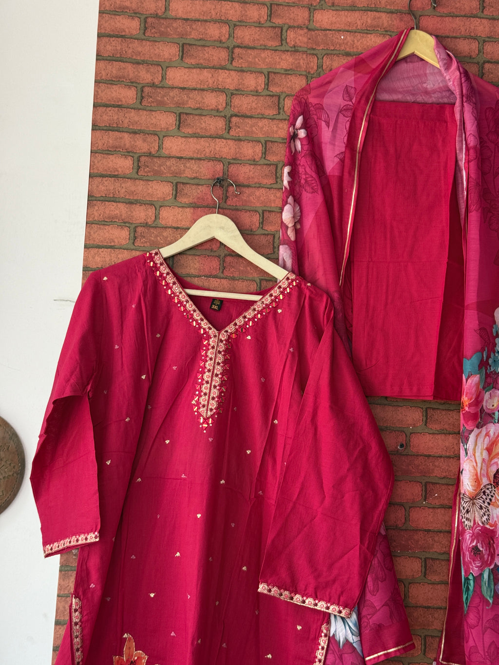 Pink Suit| Embroidered| Cotton