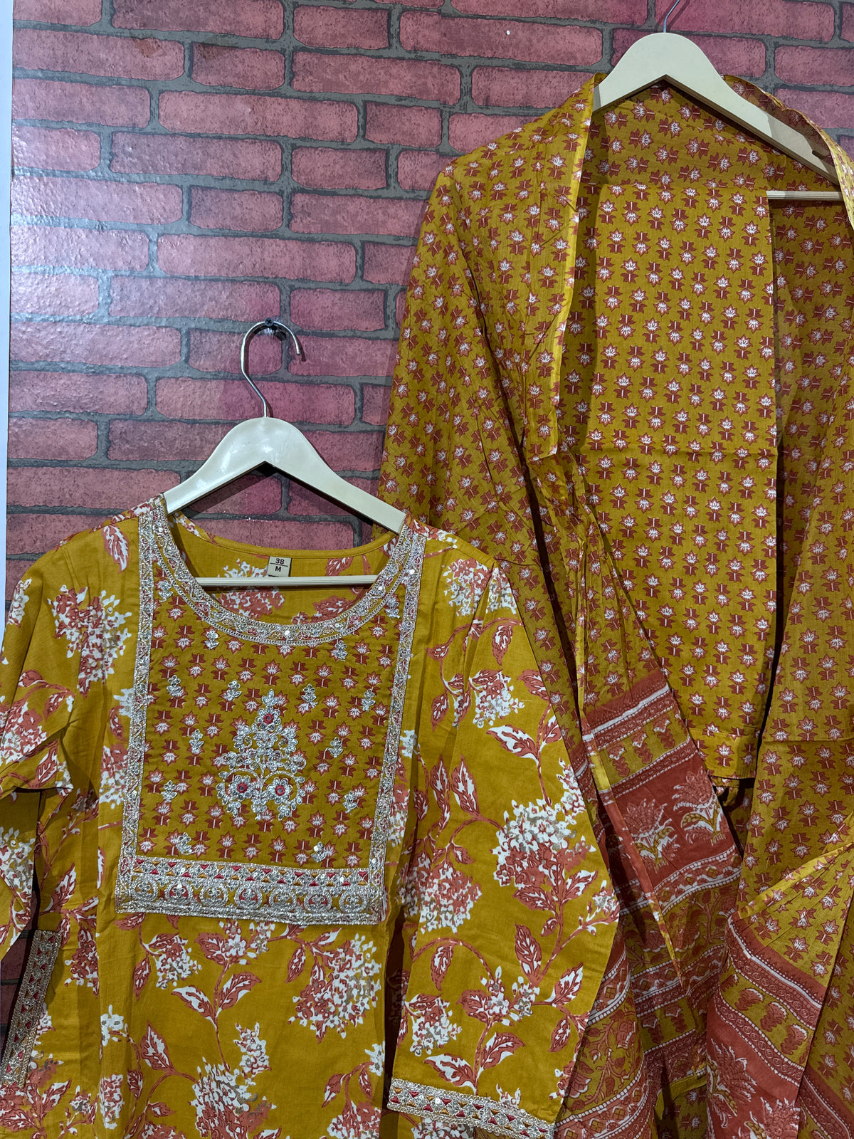 Yellow Suit Set | cotton| Embroidered| cotton Duppata