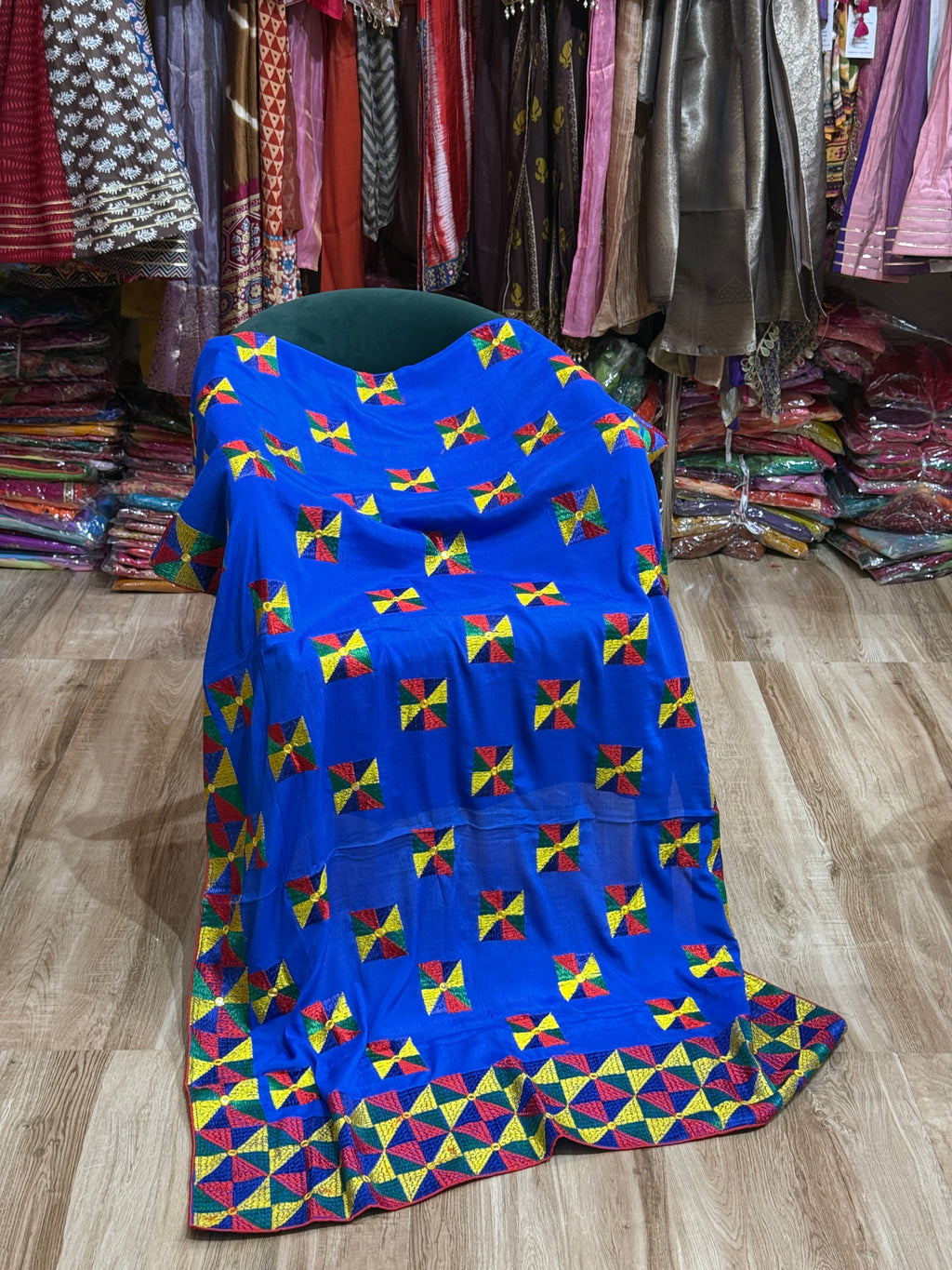 Blue Phulkari Duppata