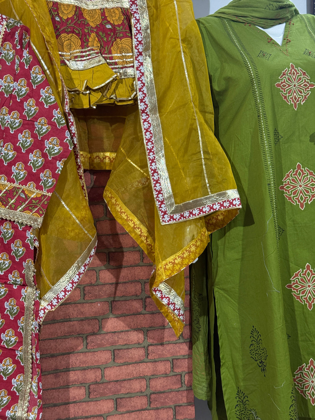 Red Yellow Sharara Set| Gots Patti work | Organza Duppata