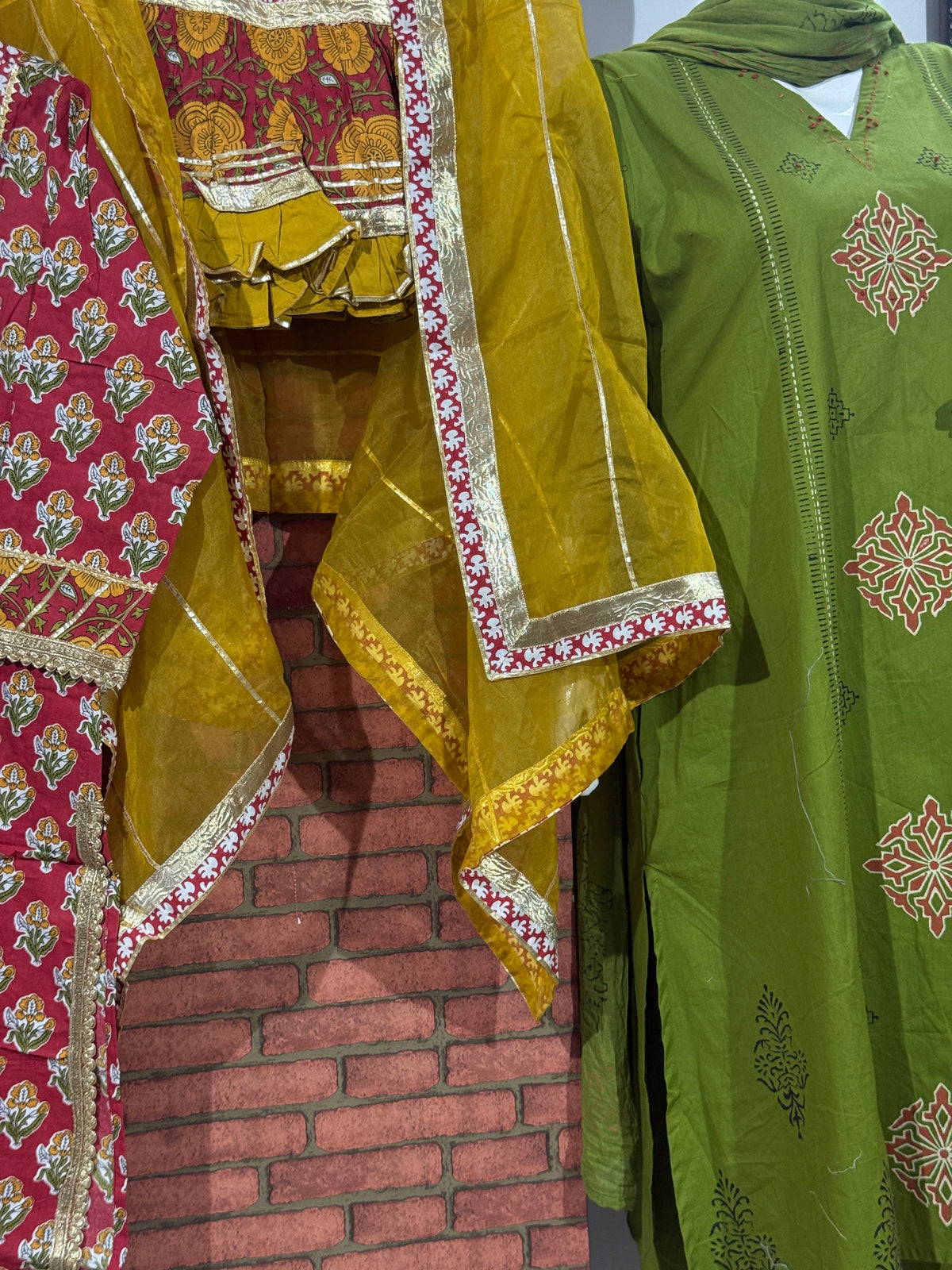 Red Yellow Sharara Set| Gots Patti work | Organza Duppata
