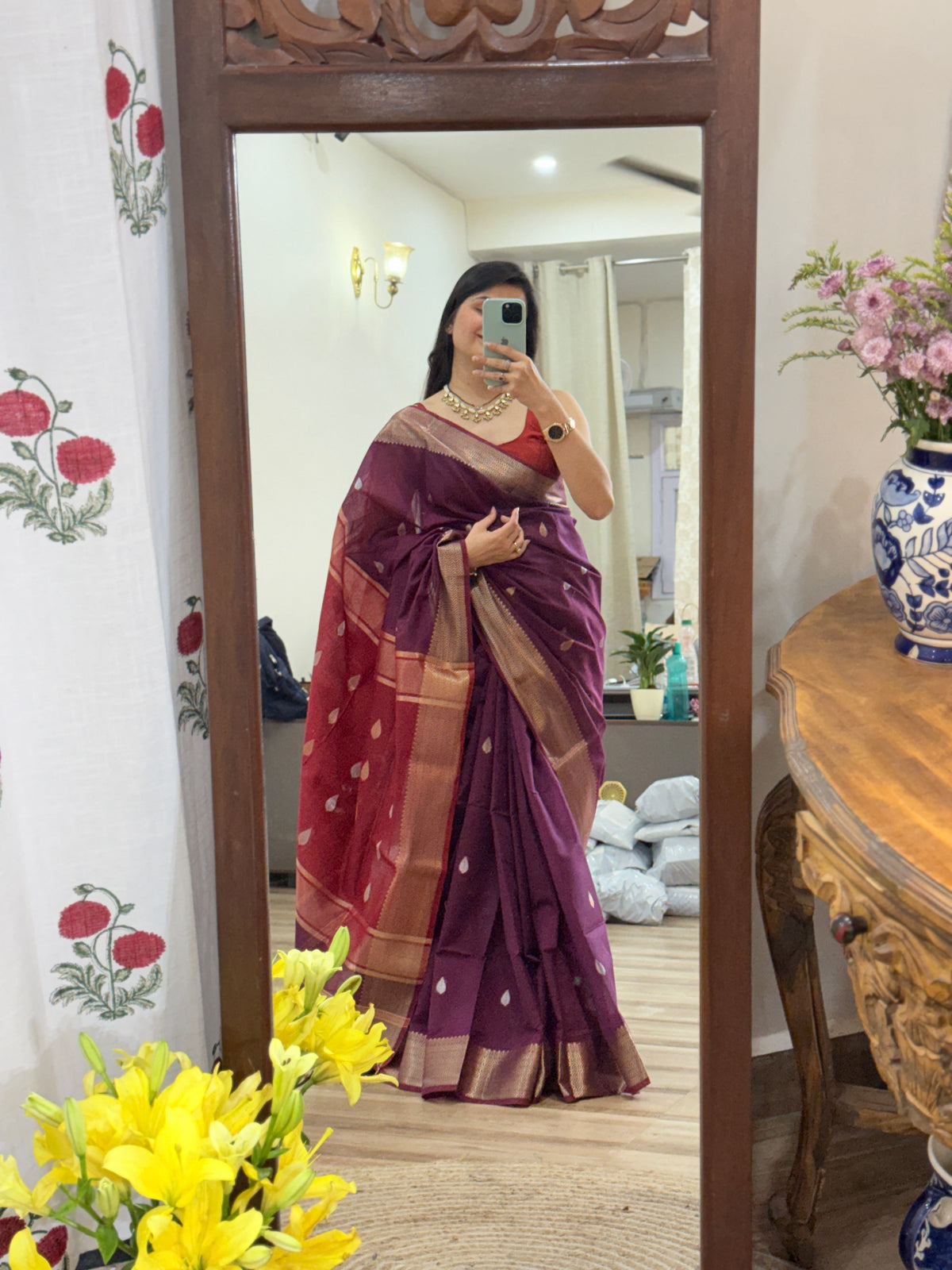 Maheshwari Silk Cotton Saree | With blouse