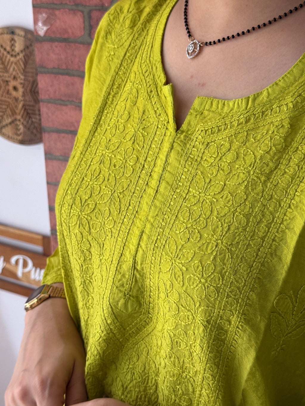 Light Green Mul Chanderi Kurta| Chikankari Work|Hand Embroidery| Partywear Kurta