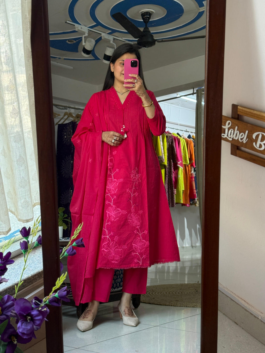 Pink Mul Cotton Suit Set for Women | Embroidered Ethnic Suit with Dupatta