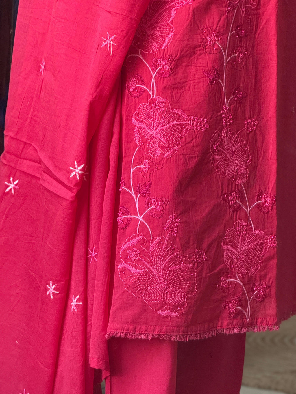 Pink Mul Cotton Suit Set for Women | Embroidered Ethnic Suit with Dupatta