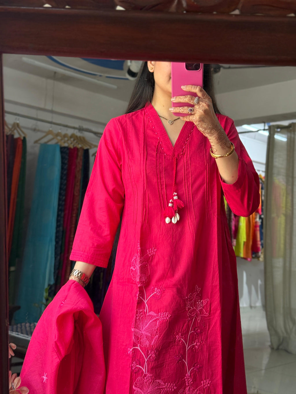 Pink Mul Cotton Suit Set for Women | Embroidered Ethnic Suit with Dupatta