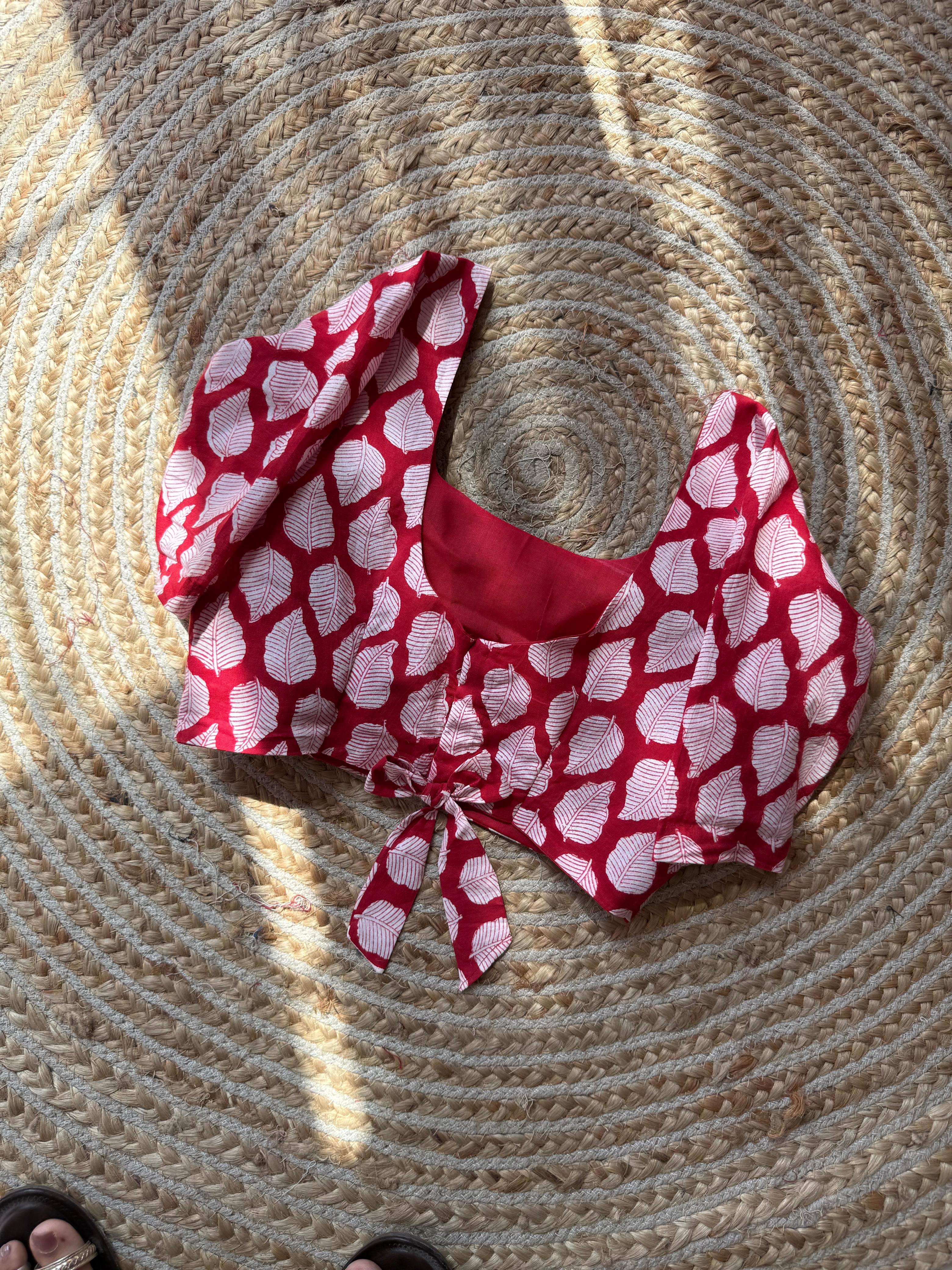 Red Bow Blouse for Women | Printed Designer Saree Blouse
