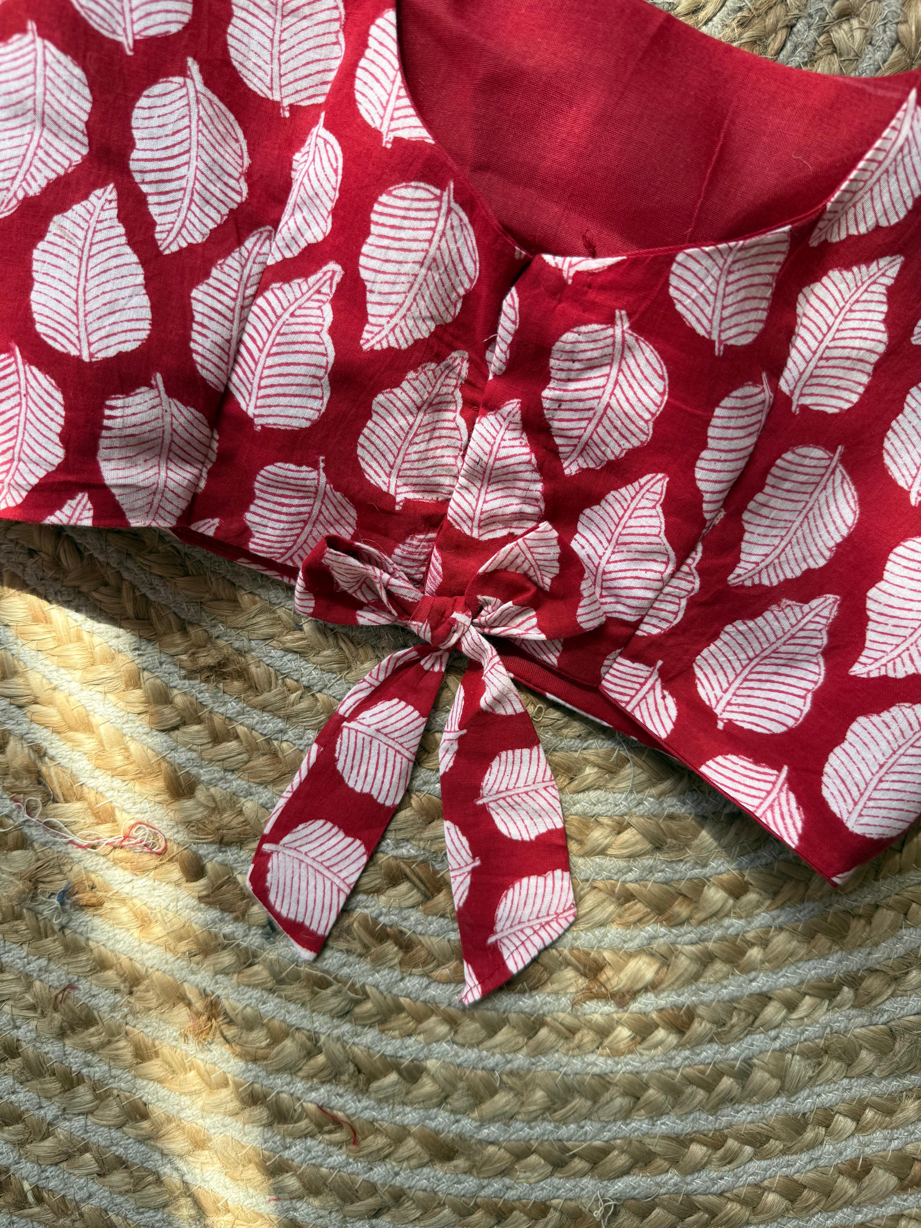 Red Bow Blouse for Women | Printed Designer Saree Blouse