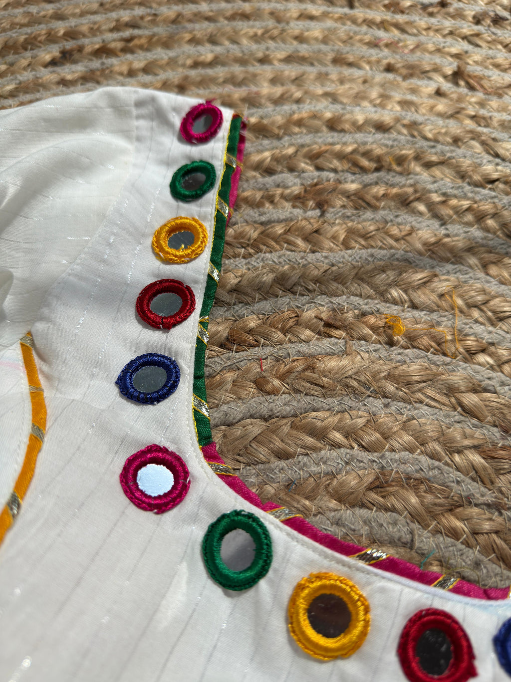 White Sadabahar Blouse for Women | Mirror Work Designer Blouse