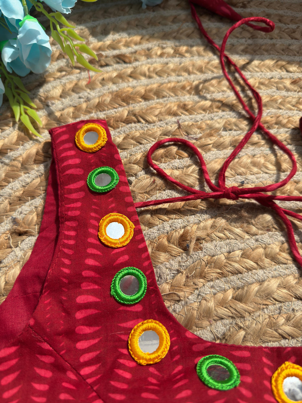 Red Sleeveless Blouse for Women | Mirror Work Designer Blouse