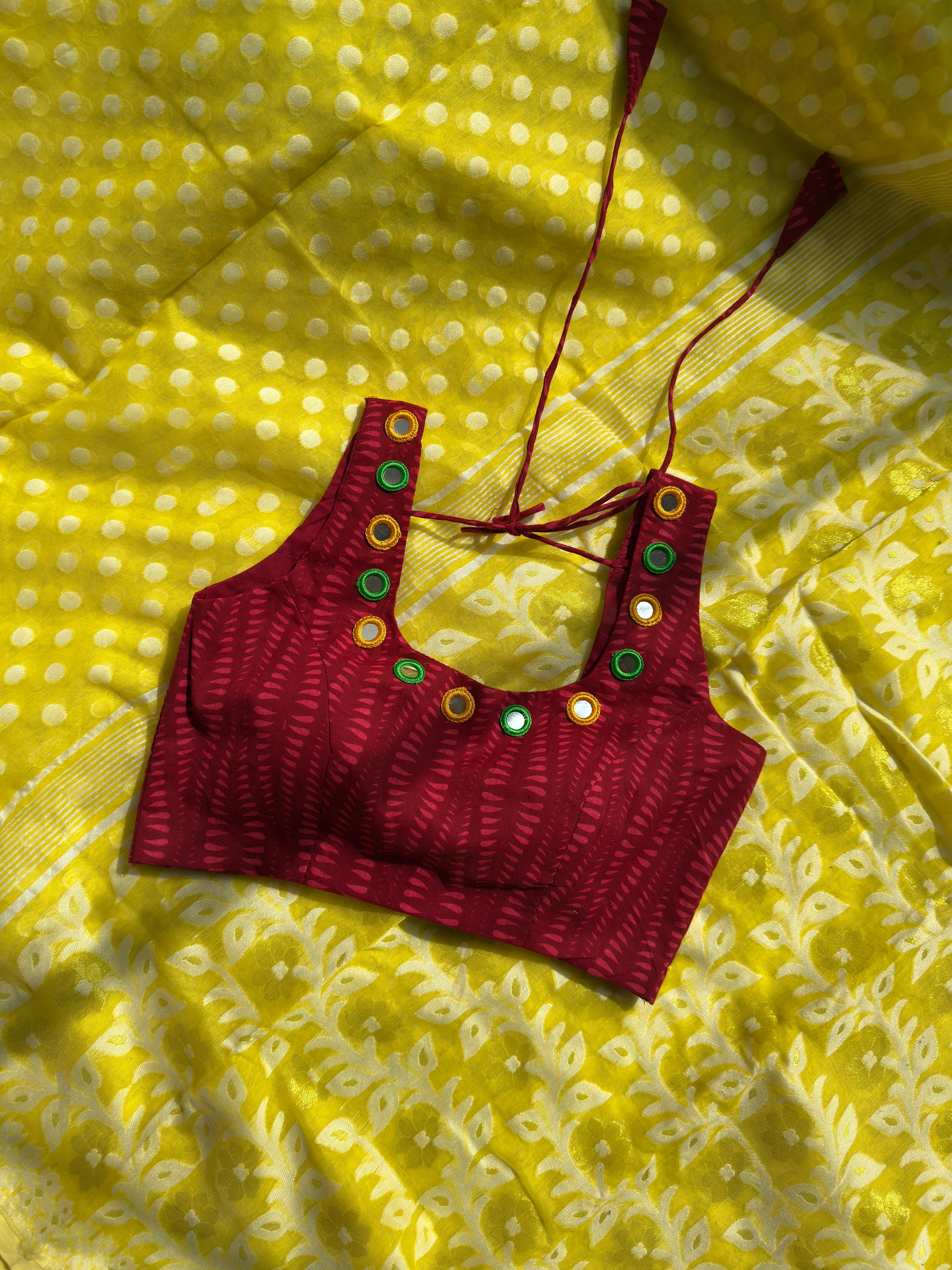 Red Sleeveless Blouse for Women | Mirror Work Designer Blouse