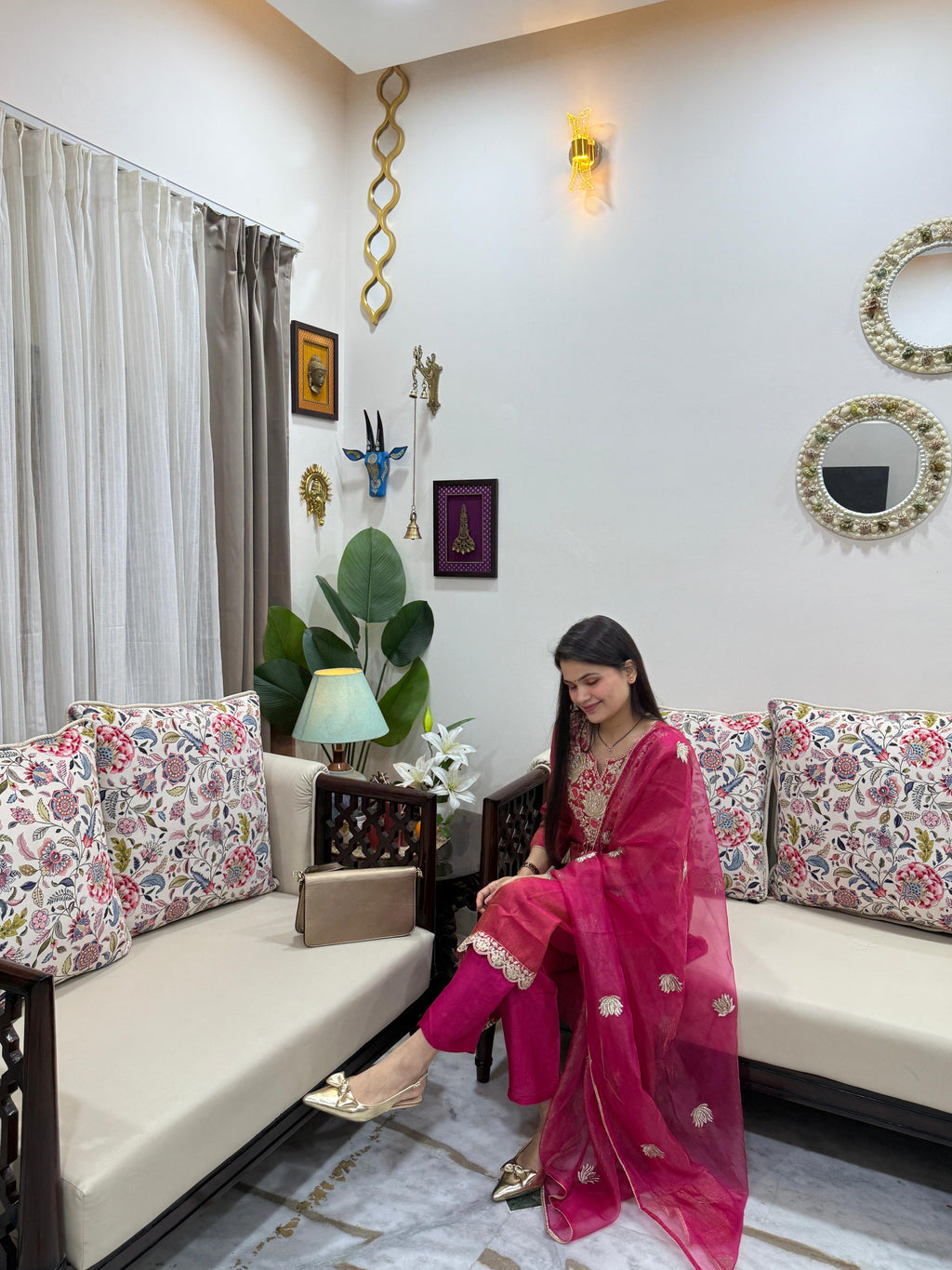 Kanak Tissue Embroidery Suit Set for Women | Premium Tissue Ethnic Suit with Dupatta