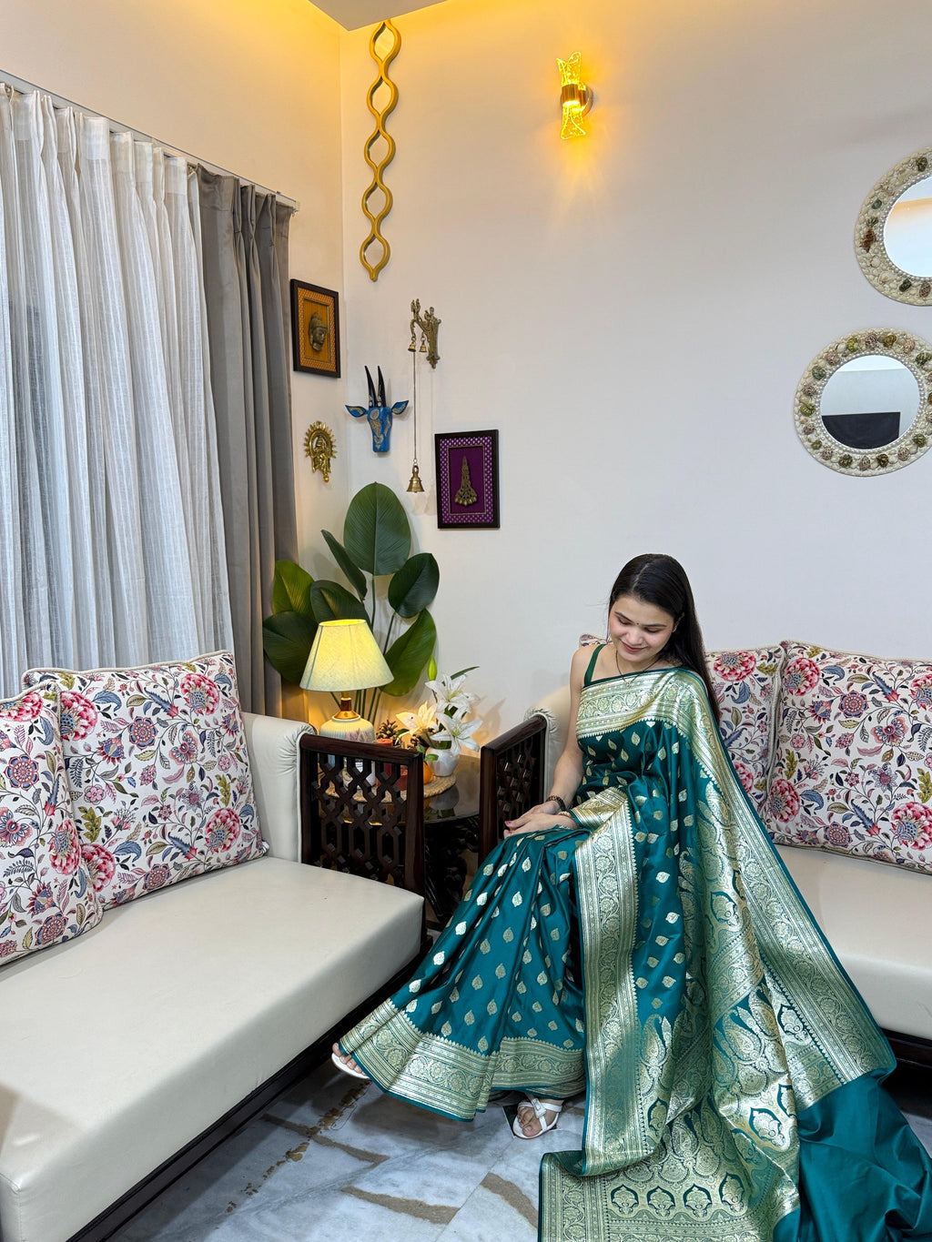 Rivaz Katan Silk Woven Banarasi Saree for Women | Premium Handwoven Saree
