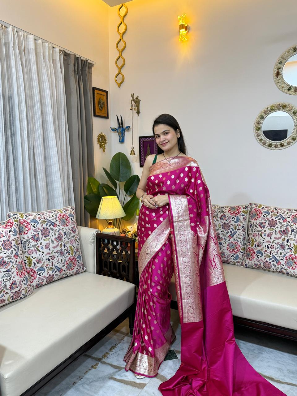 Rivaz Katan Silk Woven Banarasi Saree for Women | Premium Banarasi Silk Saree
