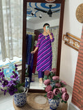Purple Leheriya Suit Set with Gotta Patti