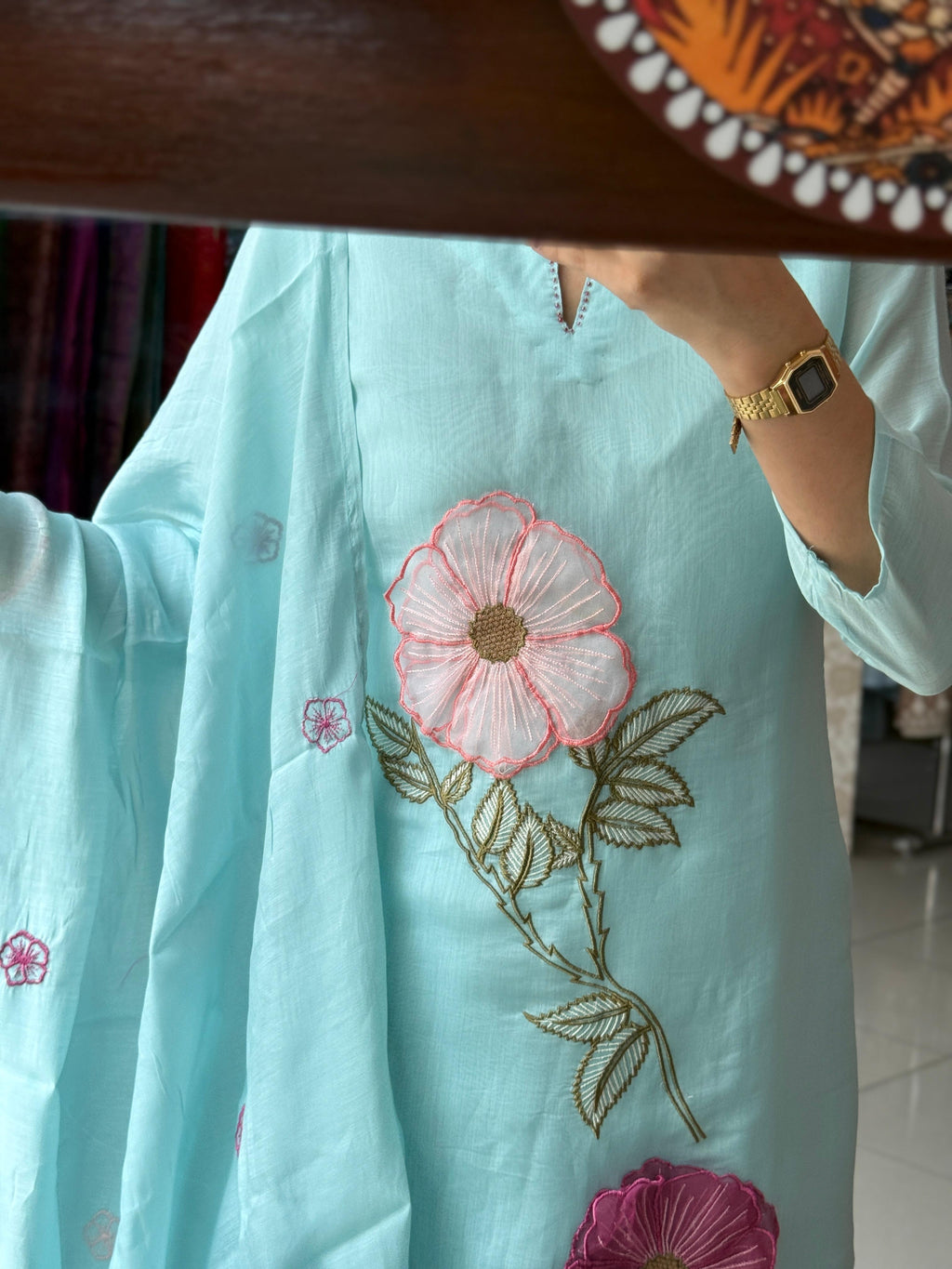 Aabha 3D Embroidered Suit Set