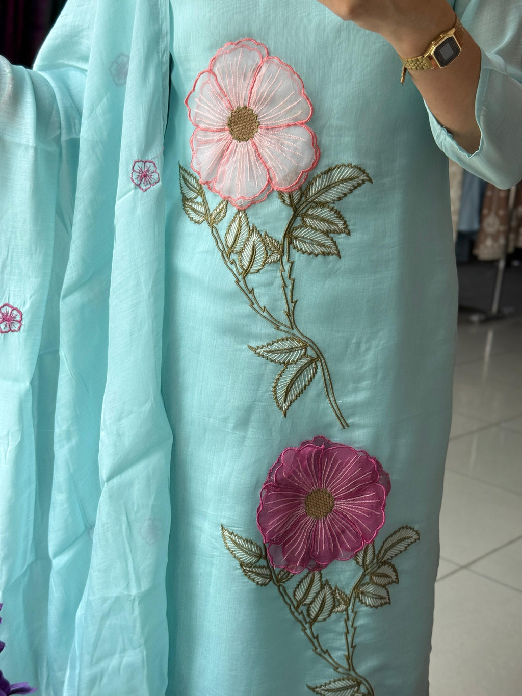 Aabha 3D Embroidered Suit Set